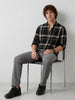 Slim Fit Checkered Shirt | Black