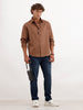 Textured Slim Fit Full Sleeve Shirt | Brown