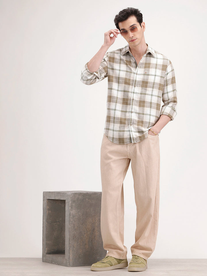 Slim Fit Checkered Shirt | Green