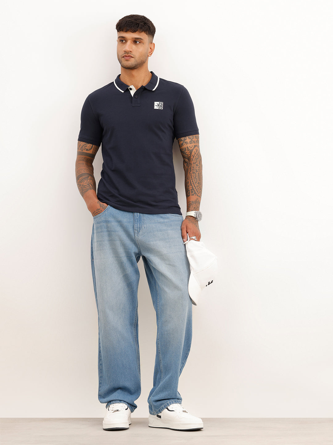 Slim Fit Tipping Collar Polo T-Shirt | Navy Blue