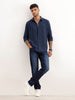 Regular Fit Striped Full Sleeve Shirt | Navy Blue