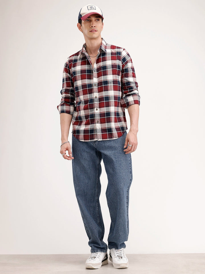 Slim Fit Checkered Shirt | Red