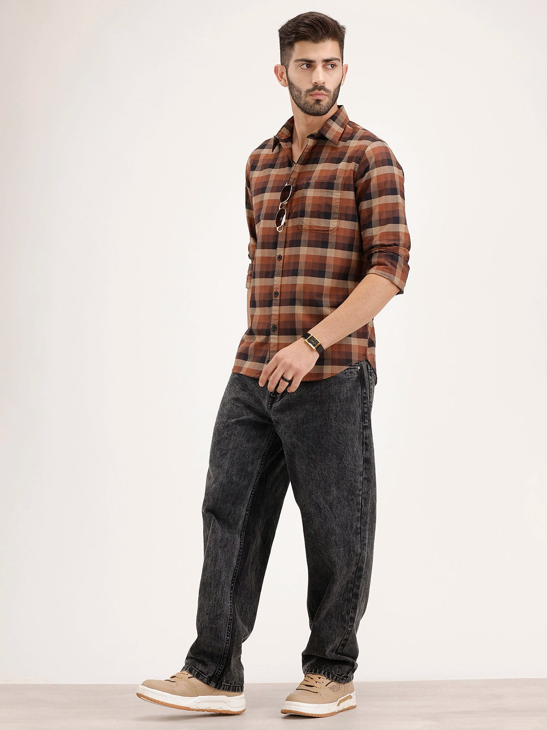 Regular Fit Checkered Shirt | Multicolor