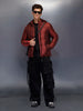 Metallic puffer jacket with hood | Wine