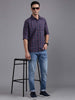 Checked Cotton Navy Blue Shirt