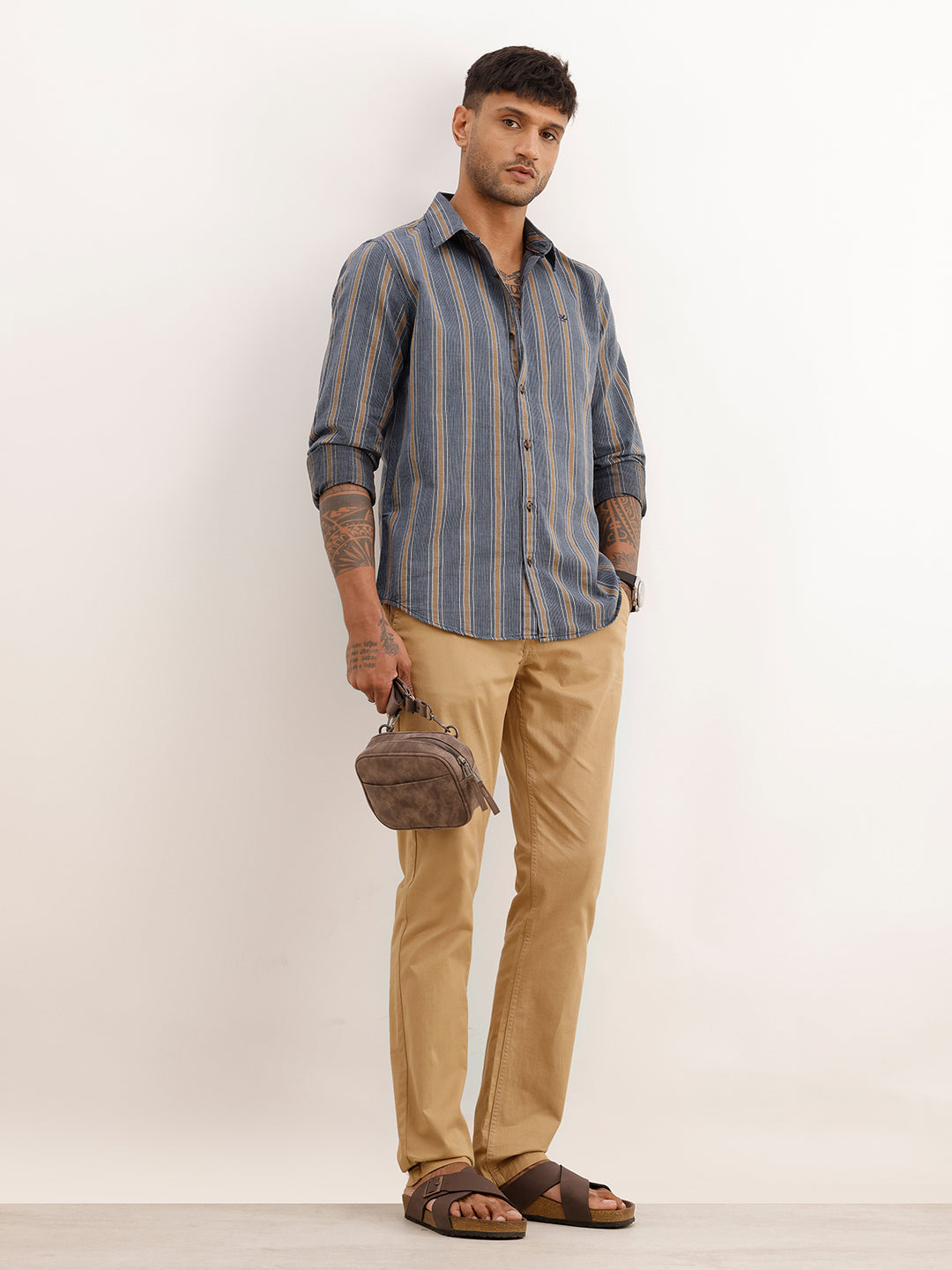 Slim Fit Striped Full Sleeve Shirt | Blue | WSH02FSSL0032S