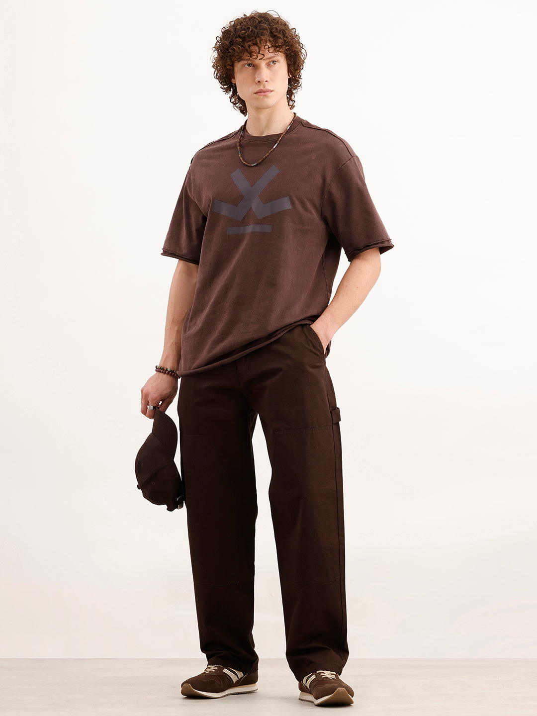 Loose Fit Solid Trouser  | Brown