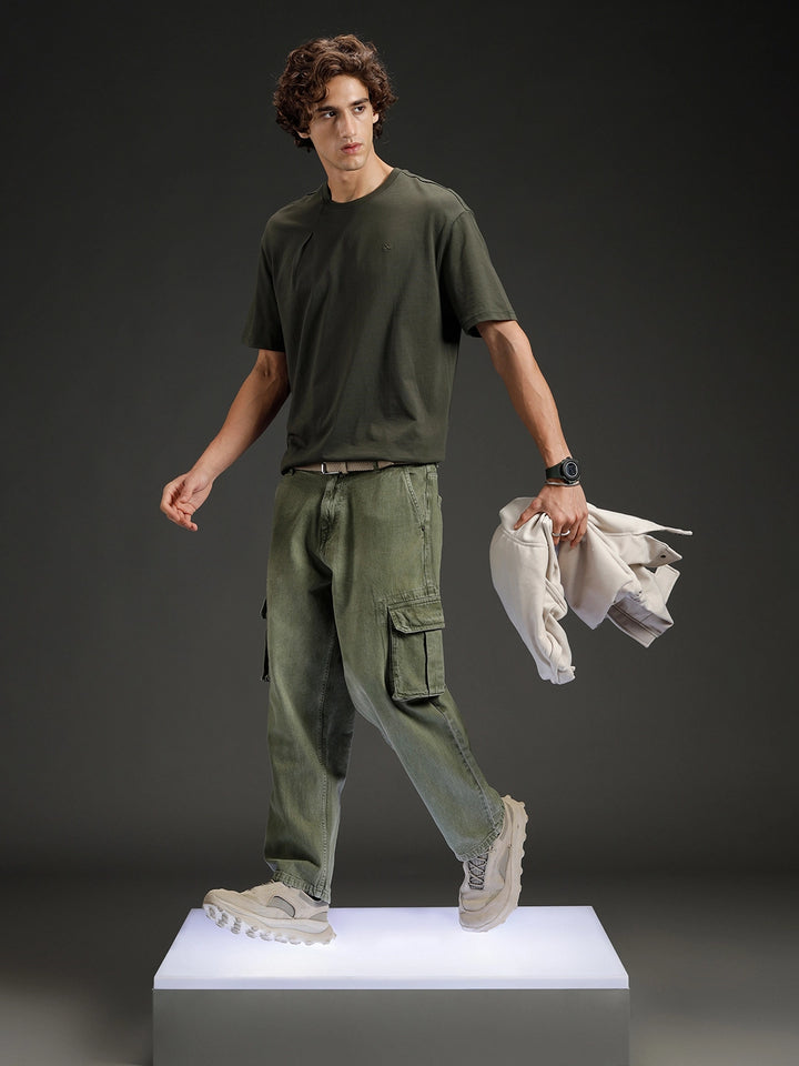 Wrogn Solid Oversized Tshirt | Green