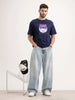 Oversized Placement Printed T-Shirt | Navy Blue