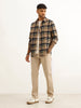 Classic Slim Fit Checkered Shirt | Khaki