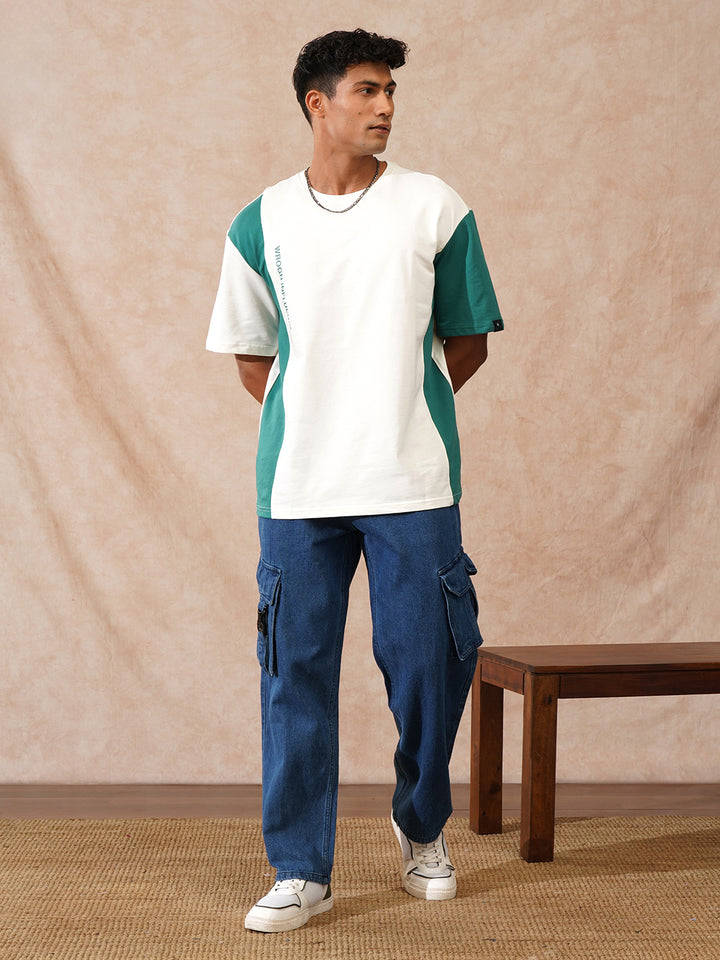 Faded Loose Fit Cargo Jeans | Blue