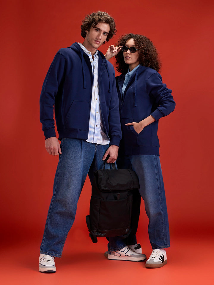 Men’s Solid Zip-Up Hoodie Sweatshirt | Blue