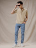 Solid Beige Mandarin Shirt