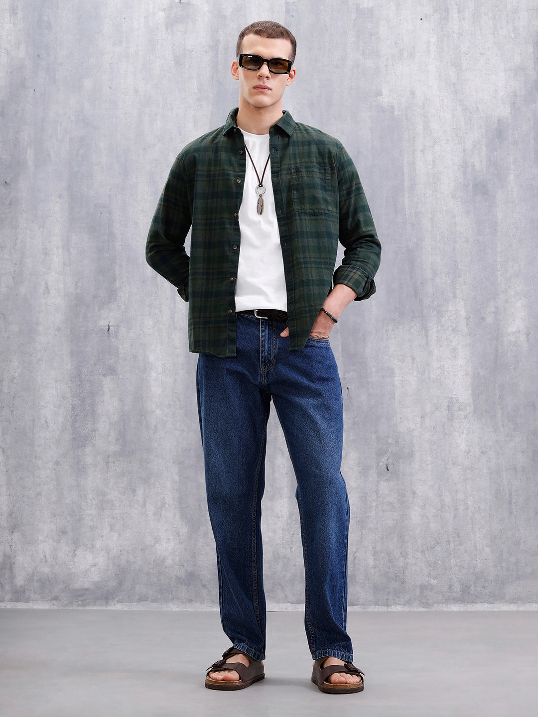 Checkered Full Sleeve Regular Fit Shirt | Green