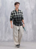 Men Checkered Pattern Oversized Fit Shirt | Black
