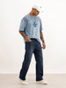 Oversized Flock Printed T-Shirt | Blue