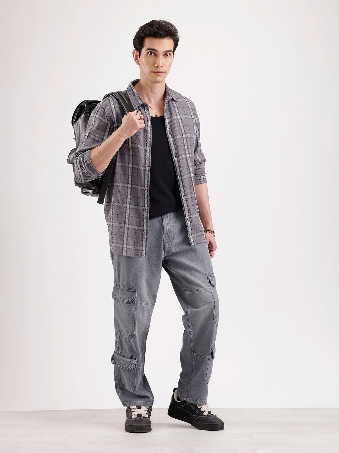 Classic Loose Fit Denim Cargo   |  Grey