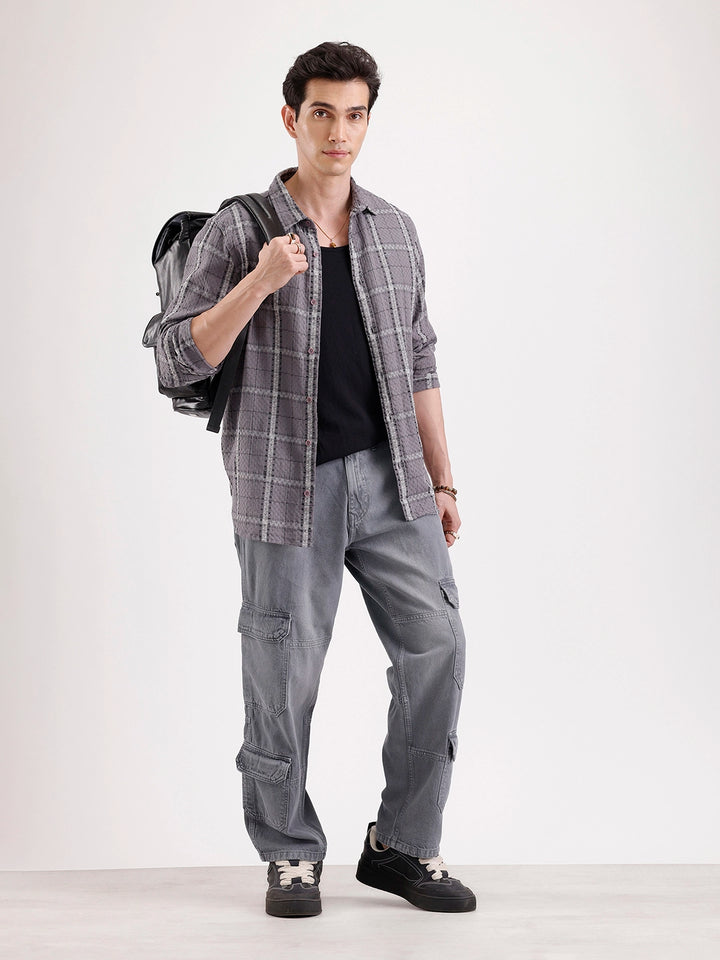 Classic Loose Fit Denim Cargo   |  Grey