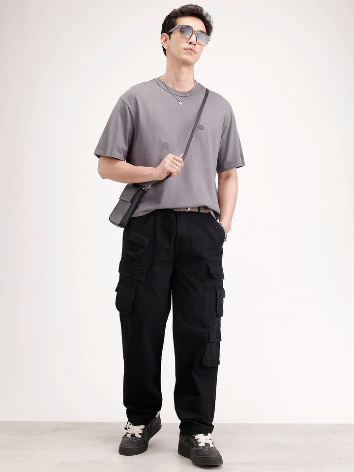 Loose Fit Cargo Trouser | Black
