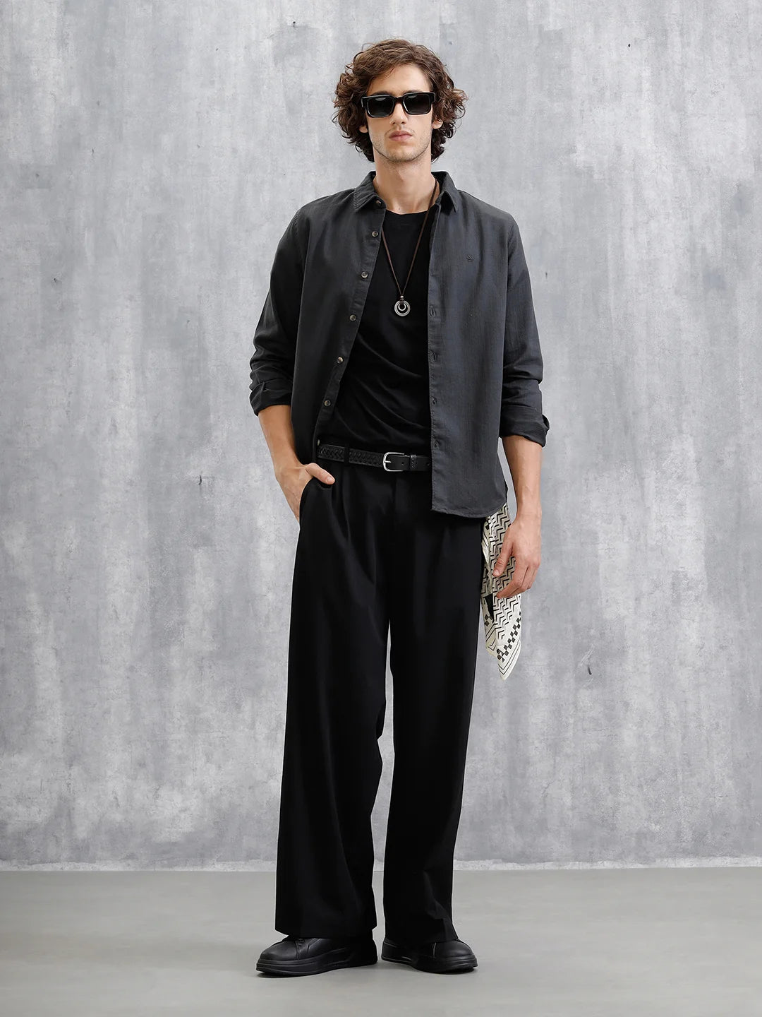 Cotton Slub Overdyed Shirt | Black