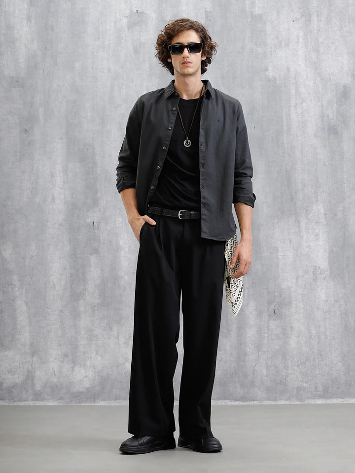 Cotton Slub Overdyed Shirt | Black