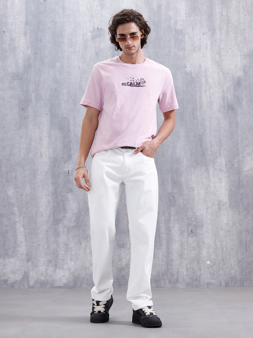 Men’s Casual Regular Fit Graphic T-Shirt | Pink
