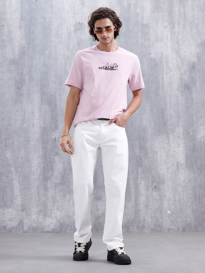 Men’s Casual Regular Fit Graphic T-Shirt | Pink