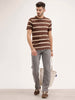 Slim Fit Striped T-Shirt | Brown