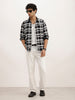Slim Fit Checkered Full Sleeve Shirt | Black
