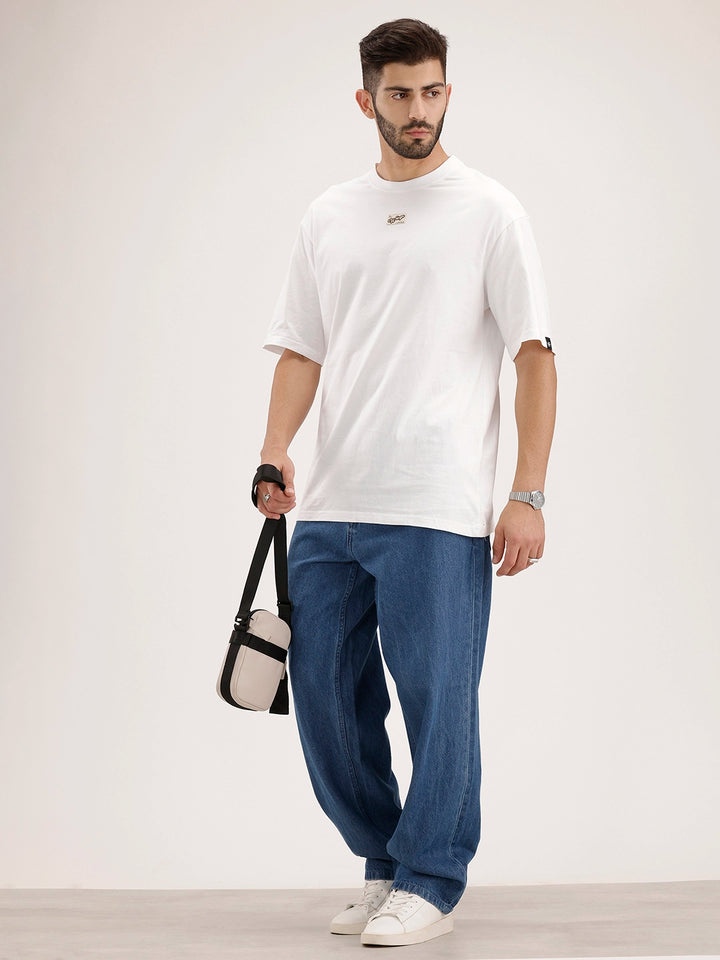 Oversized Patch Detail T-Shirt | White