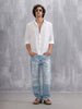 Solid Anti Fit Distressed Jeans | Light Blue