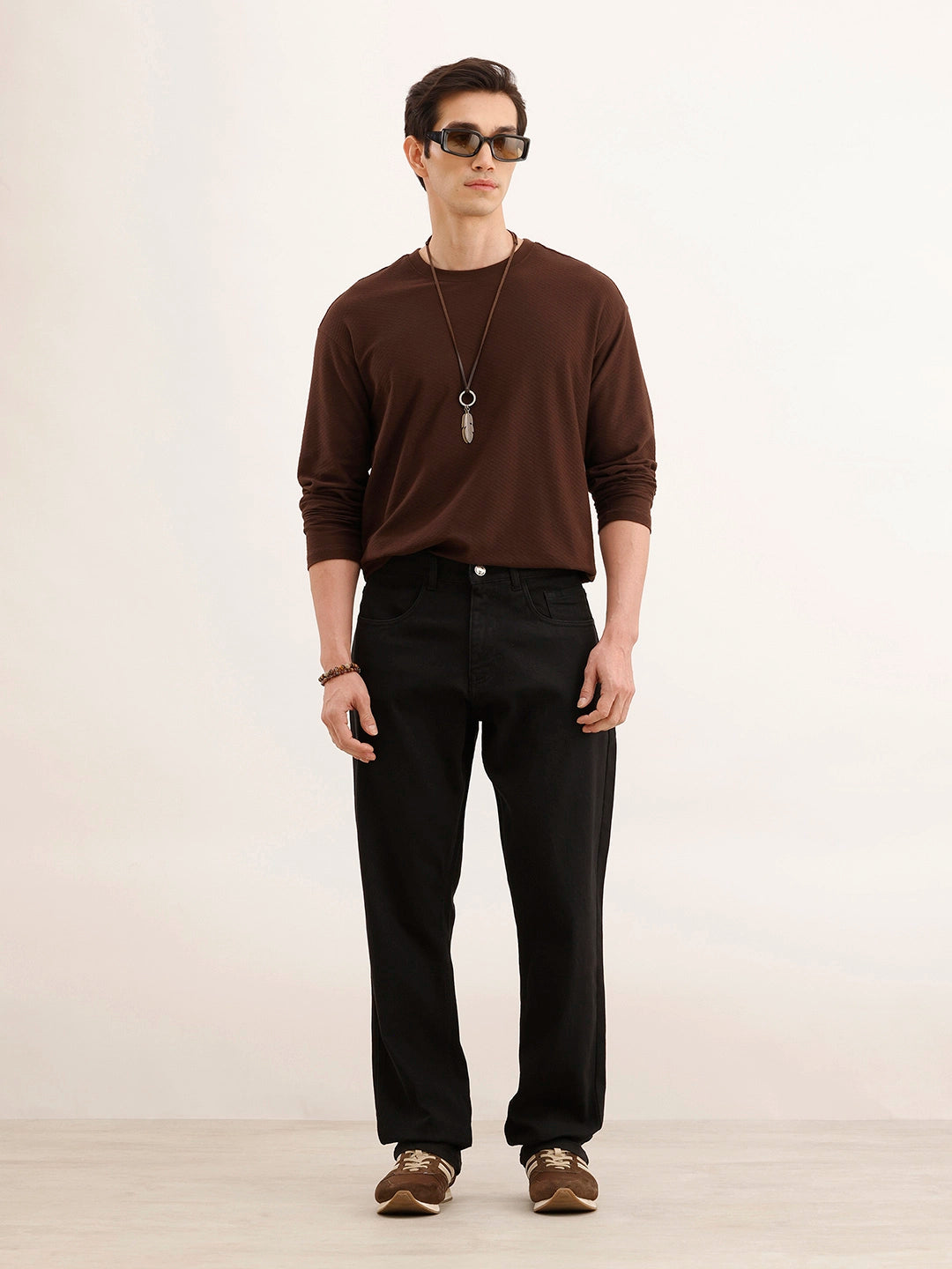 Relaxed Fit Solid Denim Jeans | Black
