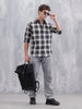 Mocklino Open Dobby Slim Fit Check Shirt | Grey