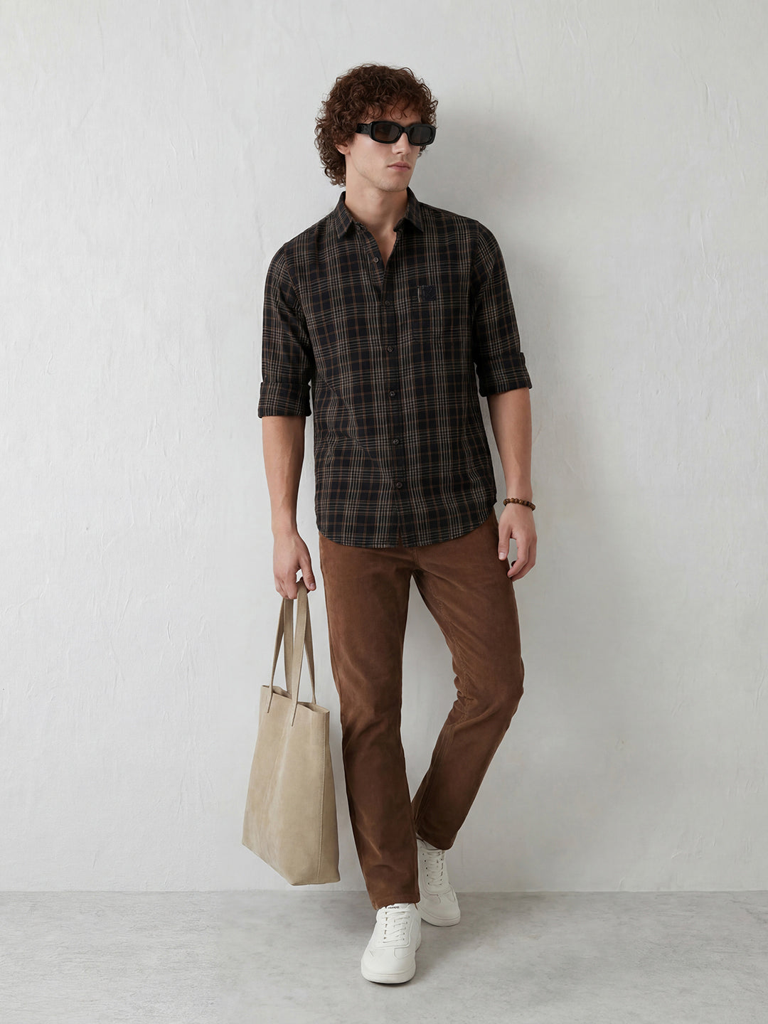 Regular Fit Checkered Shirt | Black