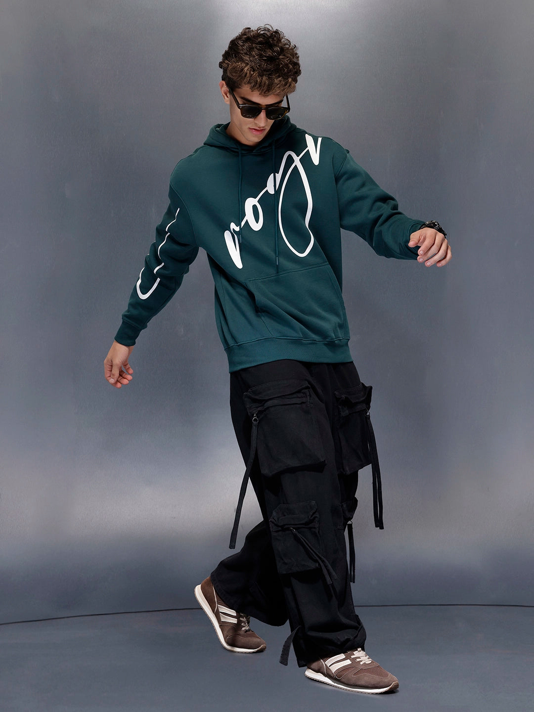 Men’s Teal Slim Fit Script Hoodie | Teal