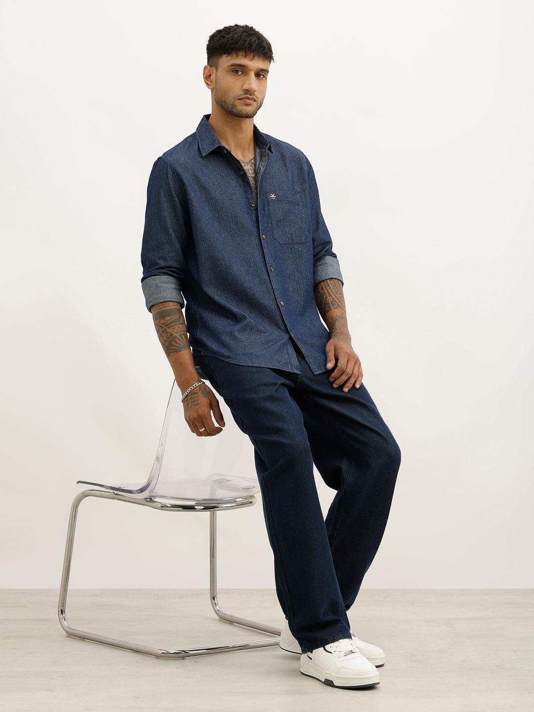 Classic Slim Fit Denim Shirt | Blue