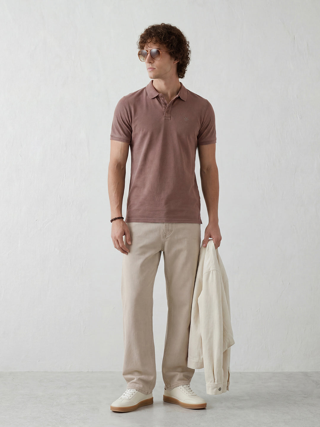 Men's washed slim fit polo tee | Rust
