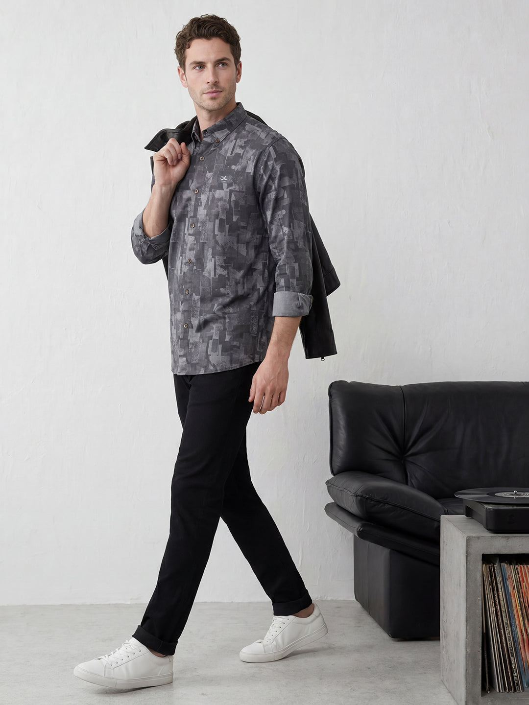 Slim Fit AOP Shirt | Grey