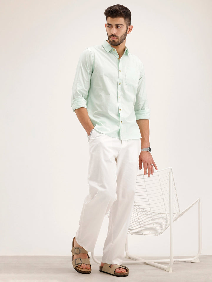 Slim Fit Solid Shirt | Light Green