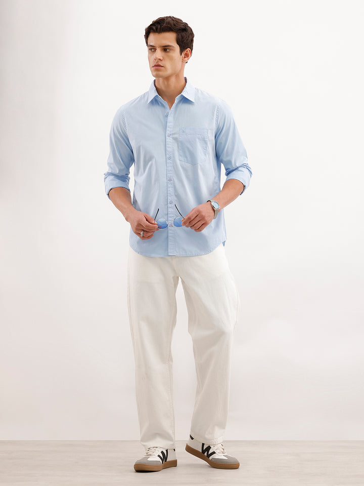 Solid Slim Fit Shirt  | Light Blue