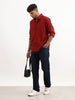 Solid Slim Fit 100% Cotton Shirt | Maroon