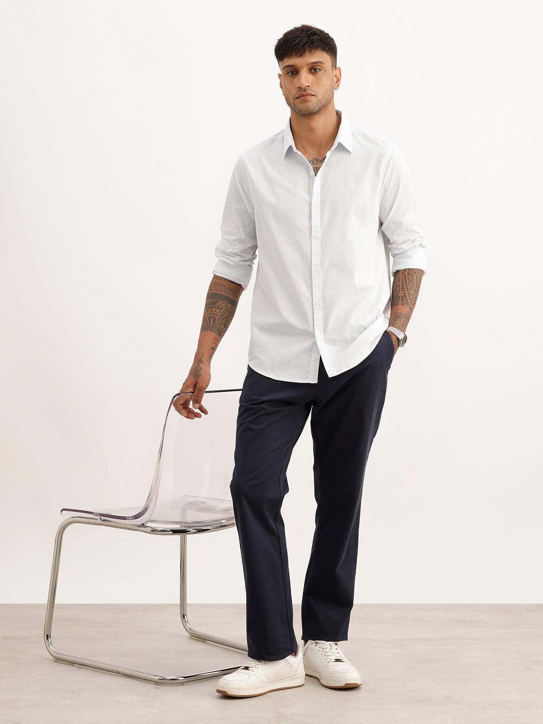 Classic Striped Full Sleeve Shirt | Off White
