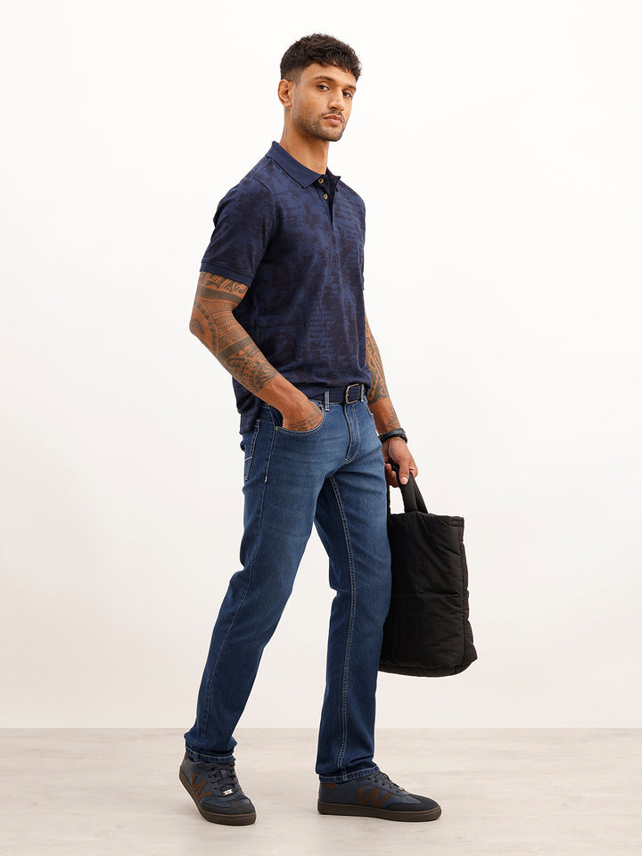 Slim Fit AOP Polo T-Shirt | Blue