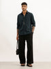 Slim Fit Textured Stripe Shirt | Dark Green