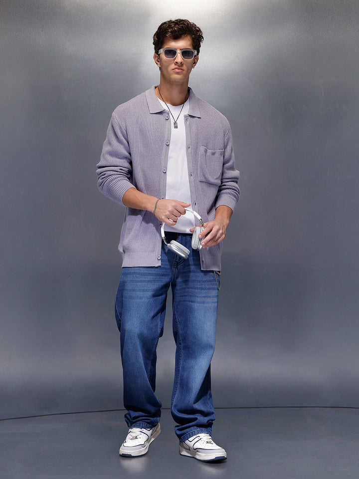 Solid Knitted Sweater   |  Purple