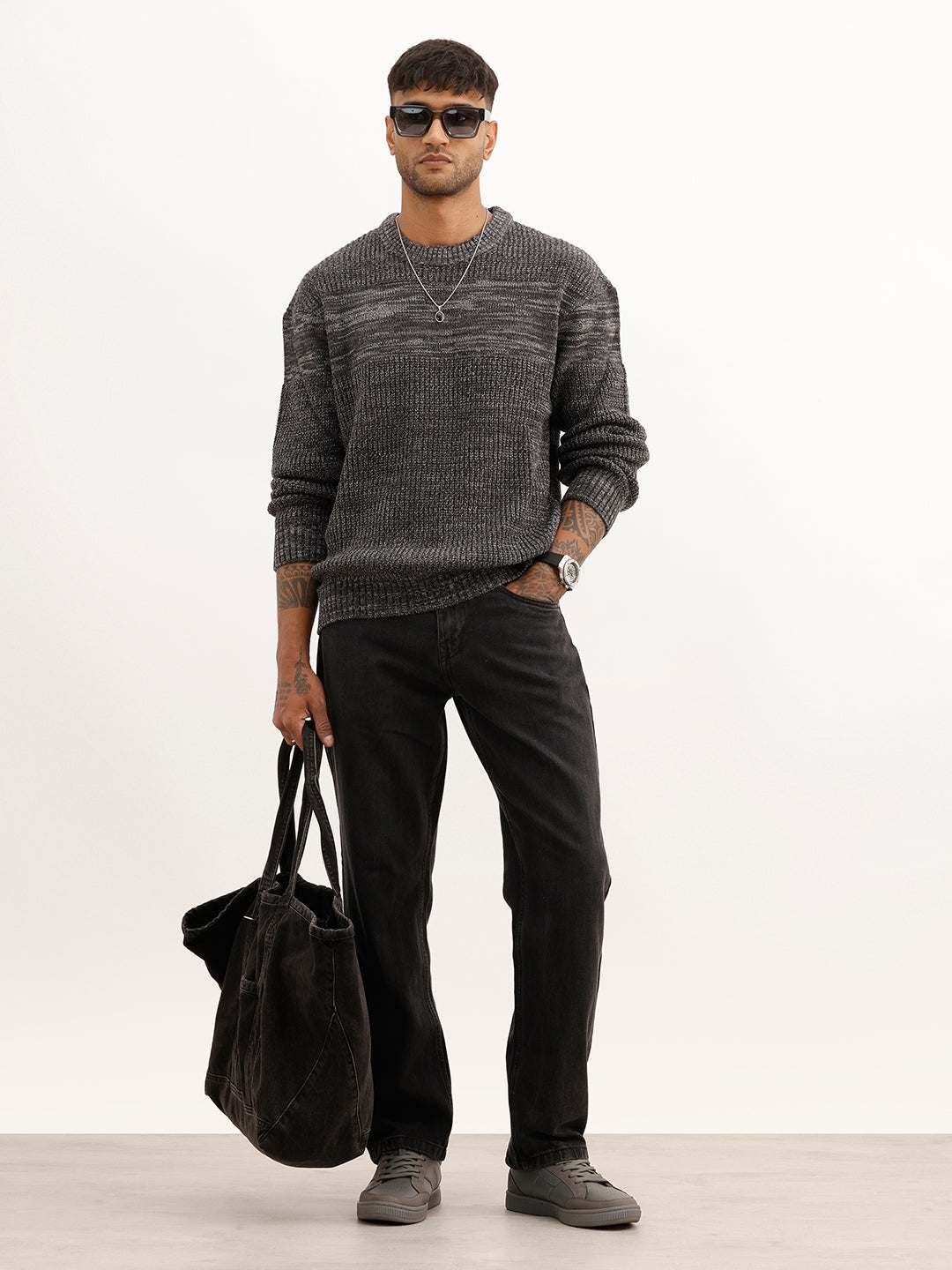 Oversized Fit Knited Sweater | Dark Grey