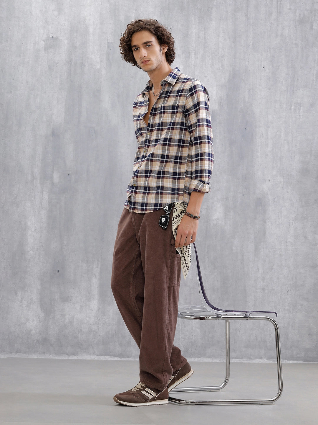 Checkered Full Sleeve Shirt  | Navy Blue