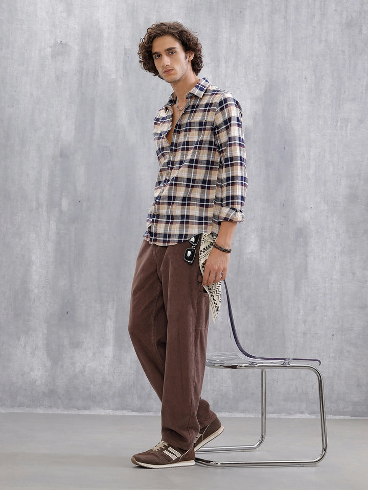 Checkered Full Sleeve Shirt  | Navy Blue