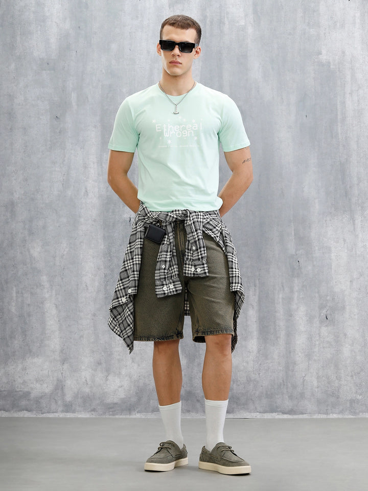 Logo Placement Printed T-Shirt | Light Green