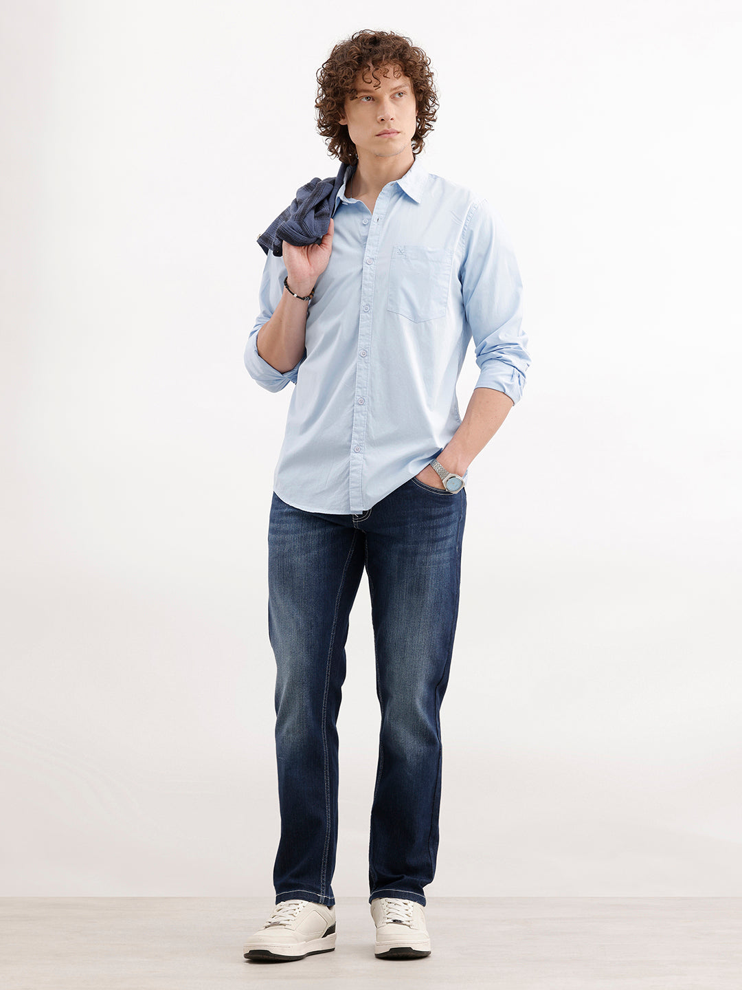 Washed Straight Fit Denim Jeans | Blue